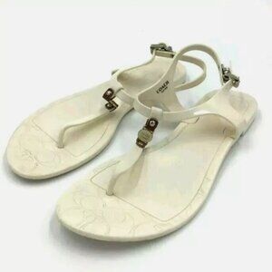Coach Piccadilly A6307 Women's US 7B Thong Sandals White Jelly Flip Flops